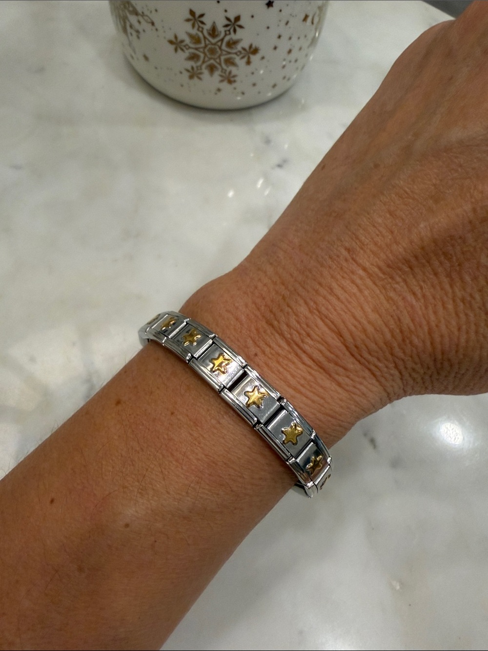 Two-Tone Star Link Bracelet - Silver and Gold Accents